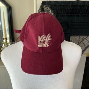 Burgundy and cream hat with wheat embroidery